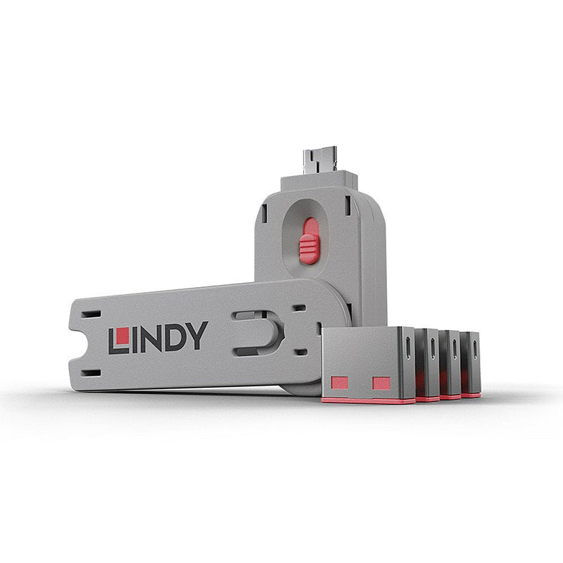 Lindy 40450 Bloqueador Port + Clave USB Type a Pink 5 Pieces