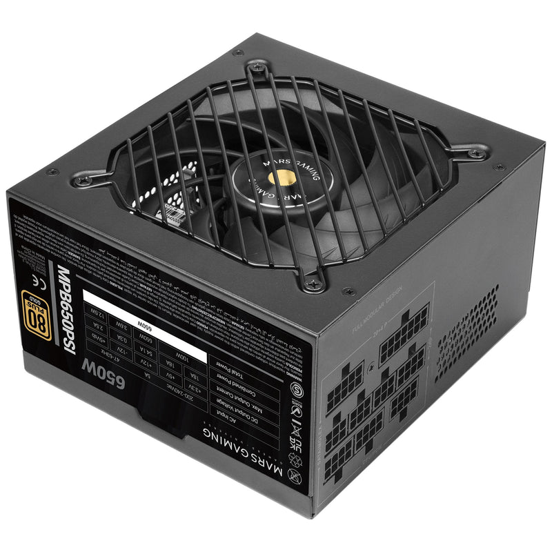 Mars Gaming Power Supply Modular 650W MPB650PSI ATX3.1 80 + Gold Pfc Activo PCIE5.1 12V-2X6 Dc-dc Smd Black