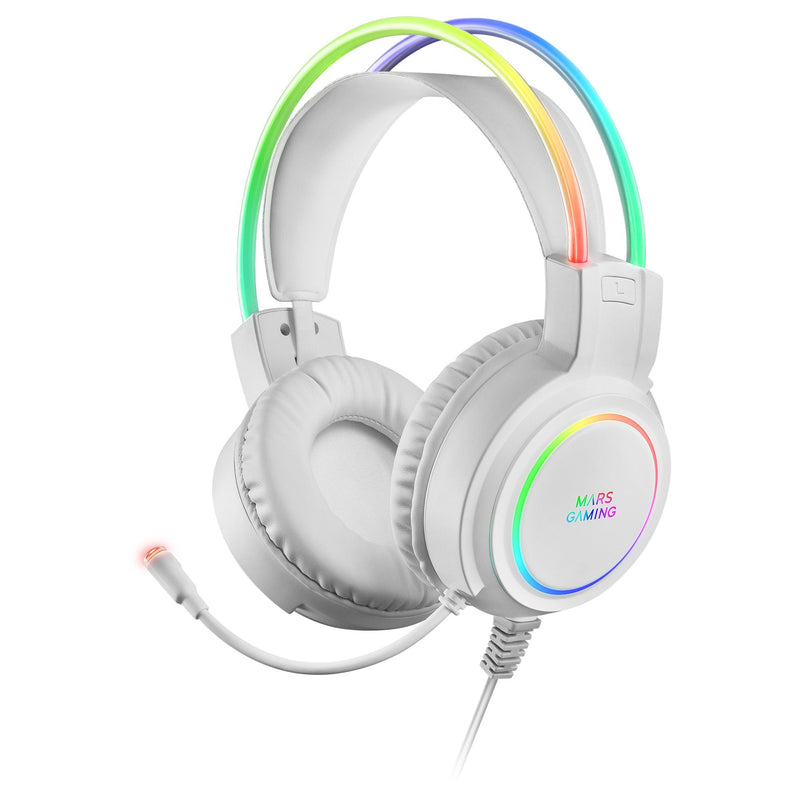 Mars Gaming Auriculares Gaming Con Micrófono Mhrgb Jack 3.5 Blanco