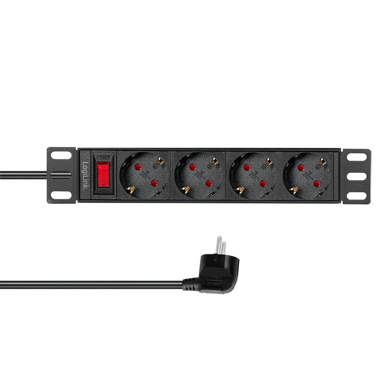 Logilink Power Strip Plugs 4-VÍAS With INTERRUPTOR,10(1HE),2M