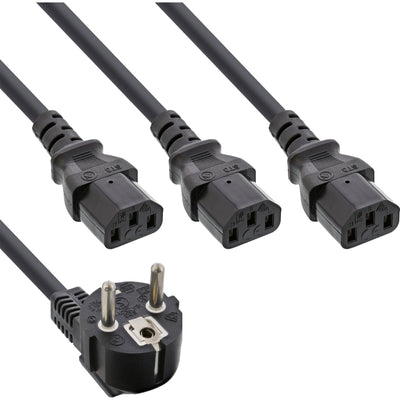 Inline Cable Power And 1X Plug Type F a 3X Plug IEC Black 1M — image 1
