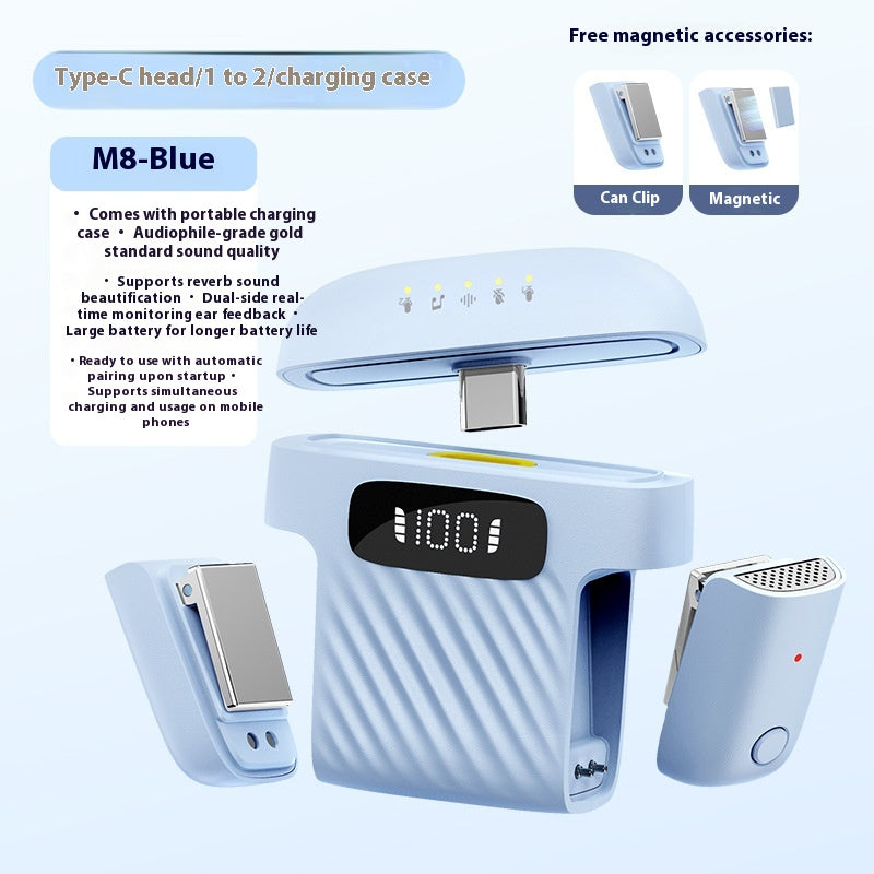 M8 Mini Wireless Collar Clip Microphone One For Two