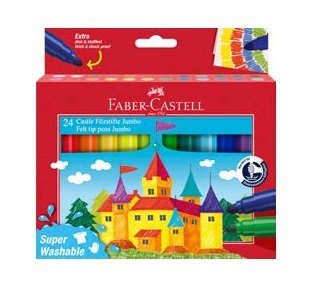 Faber-castell Jumbo Pack 24 Markers Punta Gruesa - Ink With Base Water Washable - Colours Surtidos