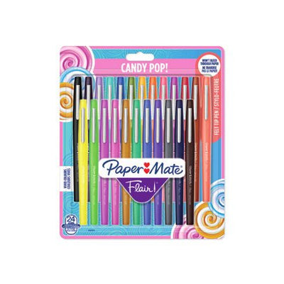 Papermate Flair Candy Pop Pen Gel With Cover Multicolour Medio 24 Pieces — image 1
