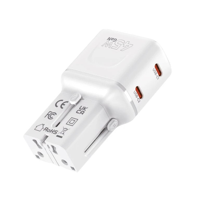 Mobile Origin 45W Travel Adapter Eu/Us/Uk/Au PW26, White