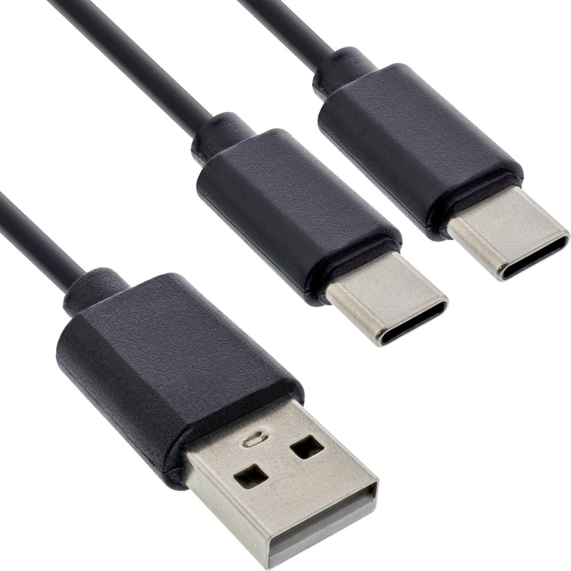 Inline® USB 2IN1 And -charging Cable 1x USB-A Male a 2x USB-C Male, Black 0.5M