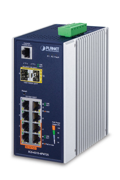 Planet Industrial 4-PORT 10/100/1000T 802.3AT PoE + 4-PORT — image 1