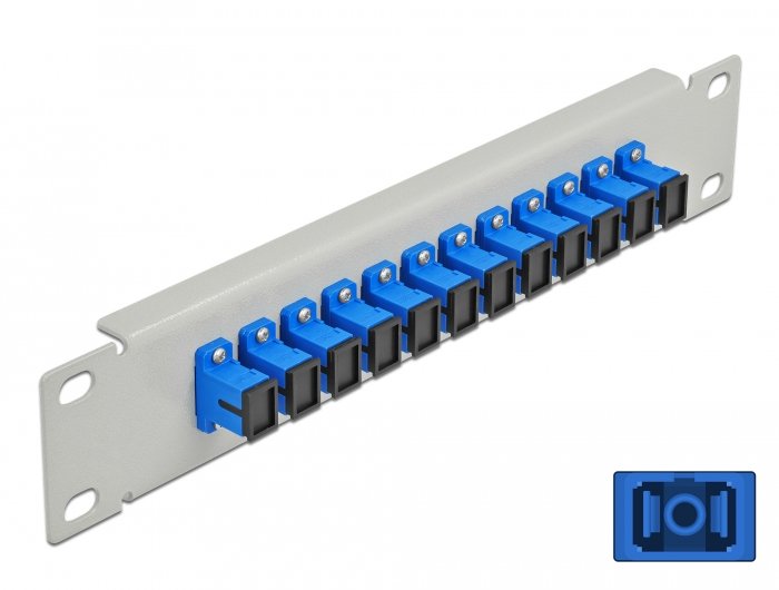 Delock 10 Patch Panel Fibre Optic 12 Ports Sc Simplex Blue 1 U Grey