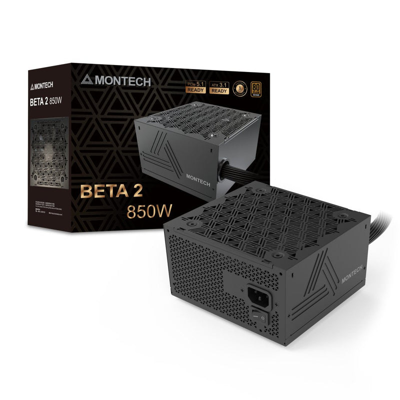 Montech Beta 2 80 Plus Bronze Power Supply ATX 3.1, PCIE 5.1 - 850 Watt, Black