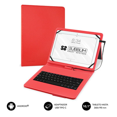 Subblim Case + Keyboard Tablet Keytab Pro USB 10.1'' Red — image 1