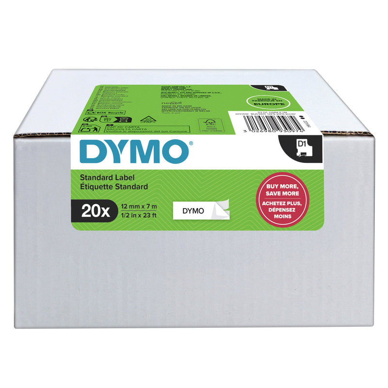 Dymo Tape Labels D1 Genuine Paquete Económico 10, Black Sobre White 9MM X 7M 10 Cintas 2231632
