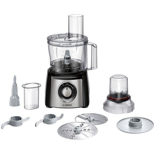 Bosch Processor Alimentos MCM3401M, Power 800W, Cuenco 2,3 L, 2 Ajustes Speed Steel Inoxidable Black