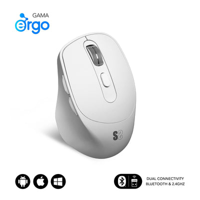 Subblim Mouse Confort Ergo Dual Wireless Bluetooth, USB 2.4GHZ 2400DPI - 5 Buttons - Uso Diestro - White — image 1