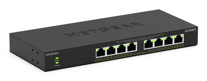 NETGEAR GS308LP, Switch Black Switch PoE + With 8 Ports GS308LP-100EUS