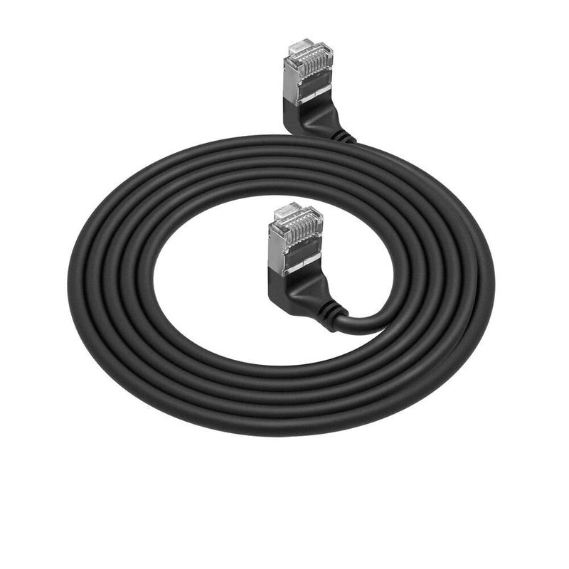 Black 5 Meters U FTP CAT.6A Lszh Slimline Patch Cable With RJ45 Connectors 90° Angled Up To 90° Angled Up