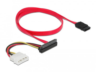 Delock Cable SATA 6GB S 7 Pin Buchse + Molex 4 Pin Strom Plug SATA 22 Pin Buchse Oben Gewinkelt 50CM — image 1