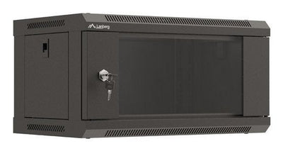 Lanberg Cabinet Mural Rack 19 4U 540X350 Flat Pack Black Door Glass — image 1