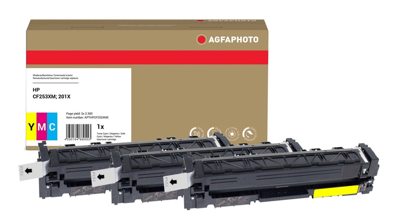 Agfaphoto APTHPCF253XME Cartridge Toner 3 Pieces Compatible Cyan Magenta Yellow