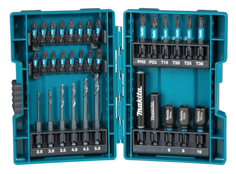 Makita Set Of Drill Bits And Puntas Impact Black B-66896, 33 Pieces B-66896