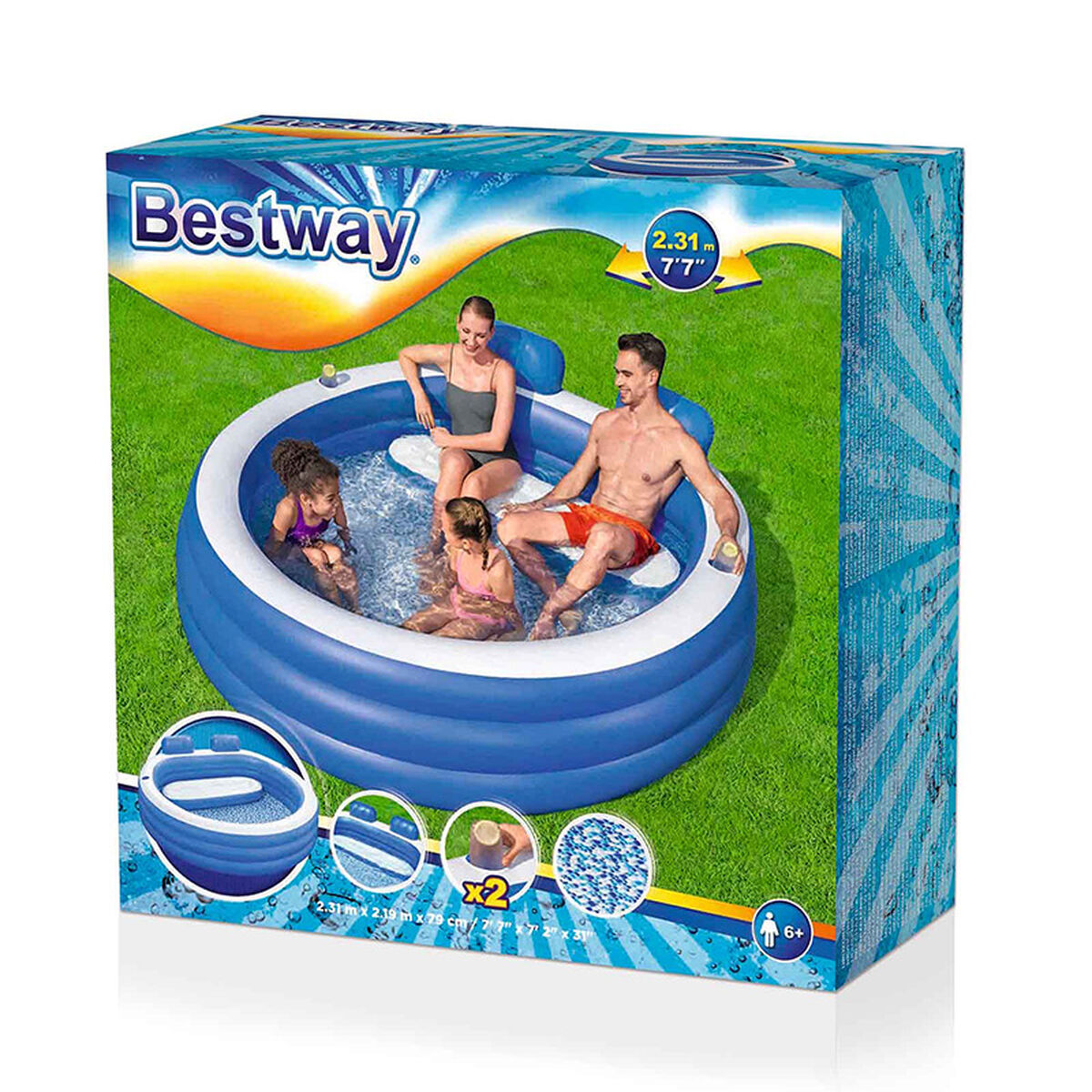 Bestway Inflatable Family Pool 231X219X79 +6 Years Garden 54422