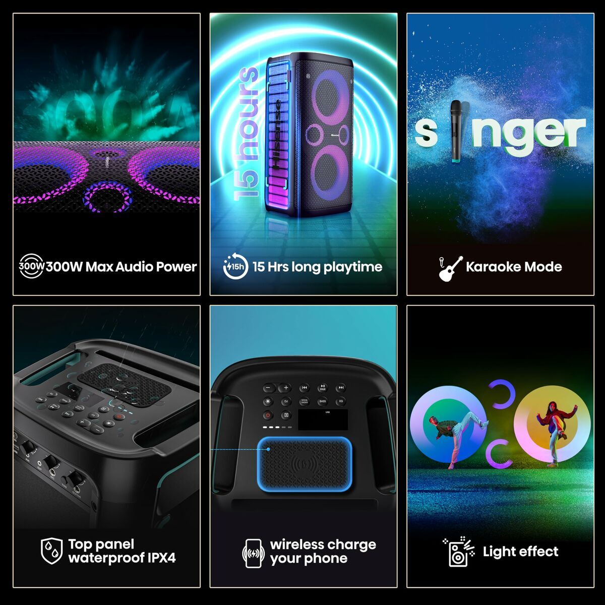 Hisense Portable Bluetooth Speakers Hisense Party Storm Black 300 W