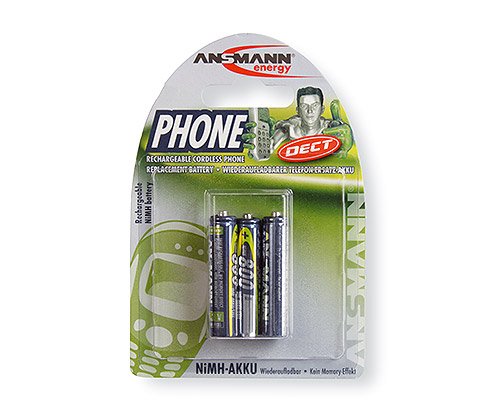 Ansmann 5030142 Battery Rechargeable Nimh Micro Aaa, Phone Dect, 800MAH, Paquete 3
