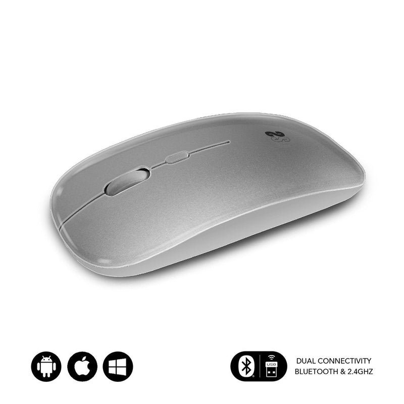 Subblim Wireless Mouse Bluetooth Dual Flat Battery Rechargeable Up To 1600 DPI Silver