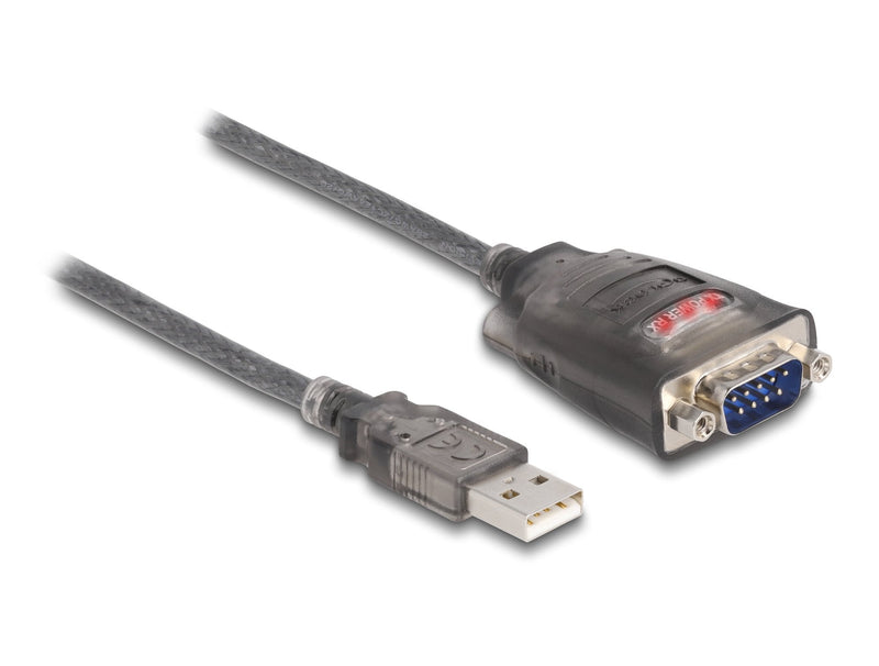Delock 61412 Adapter USB 2.0 Tipo-a a 1 X Serial RS-232 D-sub 9 Pin Male With Tuercas With 3 X LED 0,2M