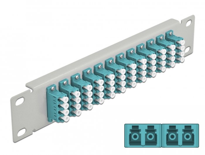 Delock 10 Lwl Patchpanel 12 Port Lc Quad Aqua 1 He Grey