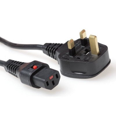 Powercord Uk Male - C13 IEC Lock Black 2M, PC980 — image 1