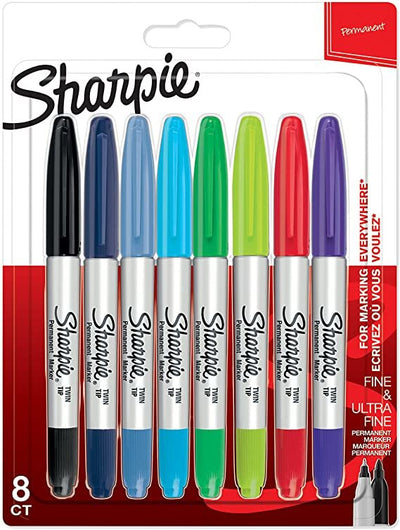 Sharpie Marker Permanente Twin Tip Diferentes Colours Blíster 8 Units — image 1