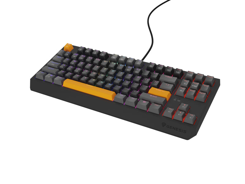 Genesis Thor 230 Tkl RGB Mechanical Gaming Keyboard, Outemu Red Switch, Us Layout, Wired, Anchor Gray Positive