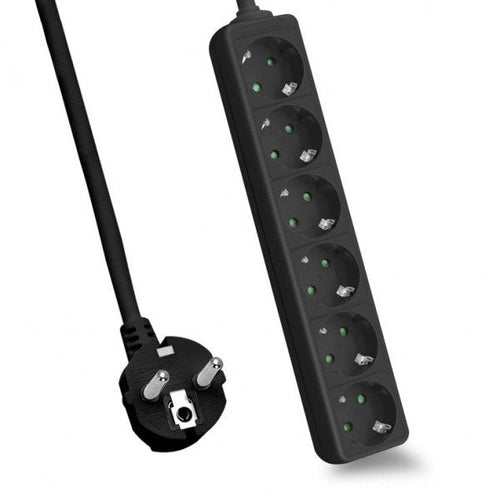 Helos Power Strip Classic, 6 Sockets Black 1,5M, Without Switch — image 1