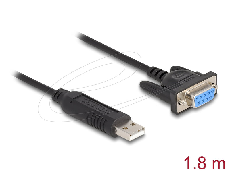 Delock USB 2.0A Serie RS-232 Adapter Sub-d 9 Connector Female With Screws Kompaktem Housing Connector 1,8M Ftd