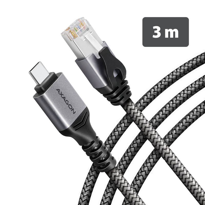 Axagon ADE-CM30 USB-C 5Gbps - Gigabit Ethernet Adapter With Integrated CAT.6 RJ-45 Network Cable (3M), Asix AX