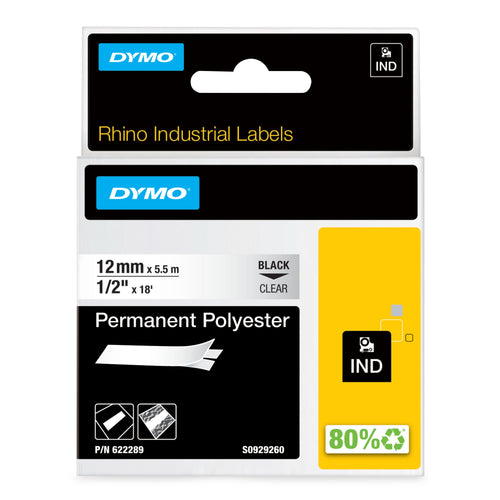 Dymo Rhino Tape ID1-12 Black/Transparent Polyester — image 1
