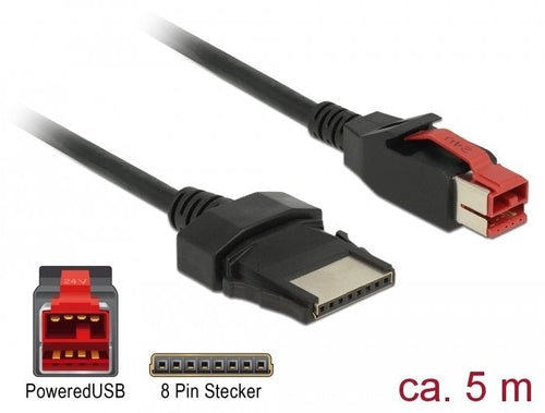 Delock Poweredusb Cable Connector Male 24V 8 Pin Connector Male 5M Pos Printer And Terminals — image 1
