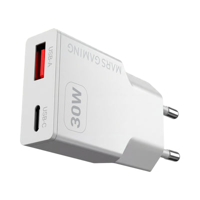 Mars Gaming Charger USB GaN MD-GAN30W 30W 1x USB-C 1x USB-A Pd Colour White — image 1