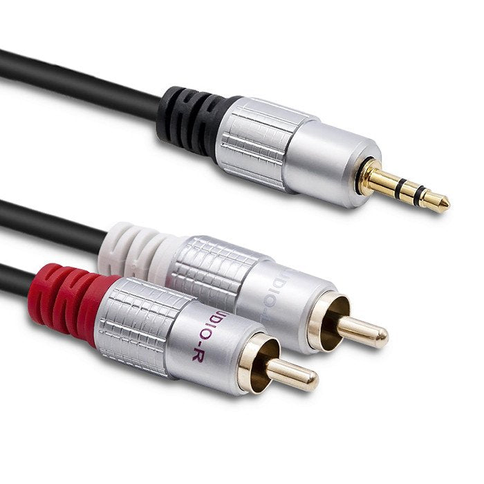 Qoltec 52339 Cable 2XRCA Mini Jack 3.5MM Male 1M Black