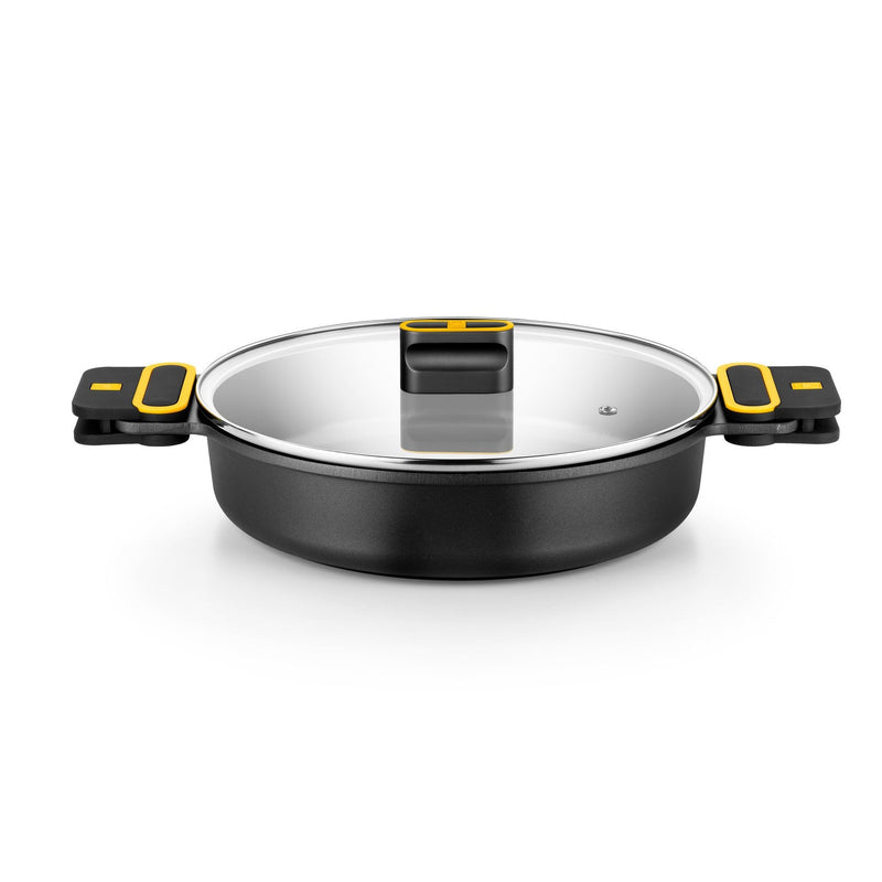 Maceta Baja Aluminium Fundido Con Non-stick Tricapa Con Cover Glass Daily Pro, Ø32CM