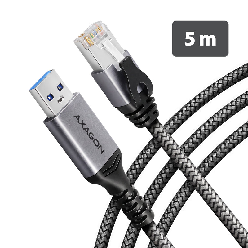 Axagon ADE-AM50 USB-A 5Gbps - Gigabit Ethernet Adapter With Integrated CAT.6 RJ-45 Network Cable (5M), Asix AX