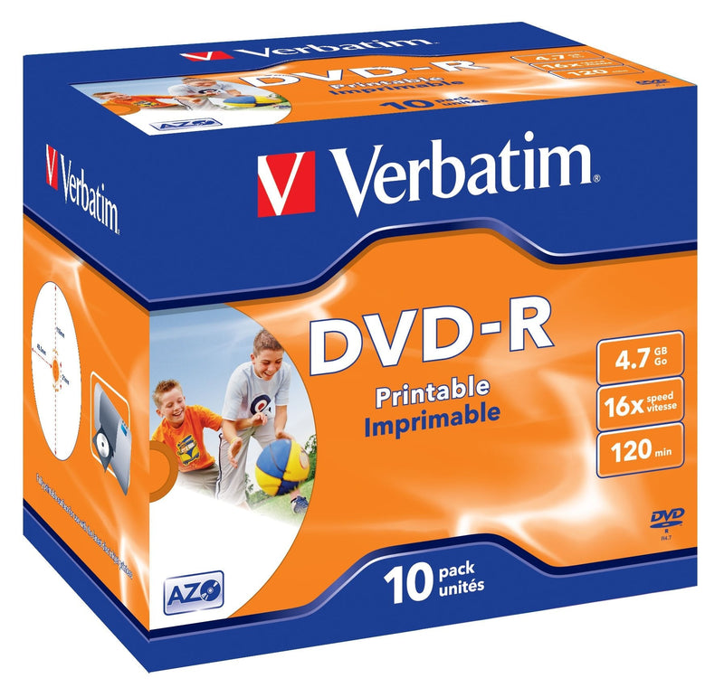 Verbatim Dvd-r Imprimible Pack 10 Units 16X Jewel Case