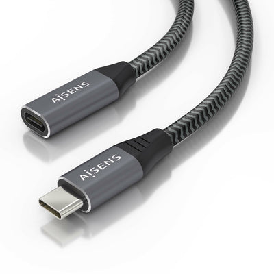Aisens USB Cable 3.2 GEN2X2 Aluminium 20Gbps 8K@30HZ 5A 100W - Type USB-C/M-usb-c/H - 1.50M - Grey — image 1