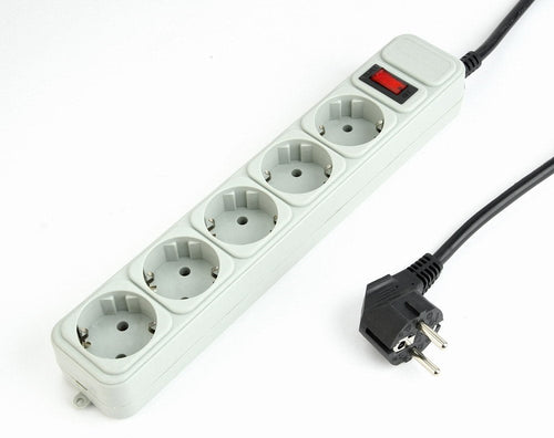 Gembird SPG3-B-10C Power Strip Plugs 5 Plugs (schuko), 3M, Grey — image 1