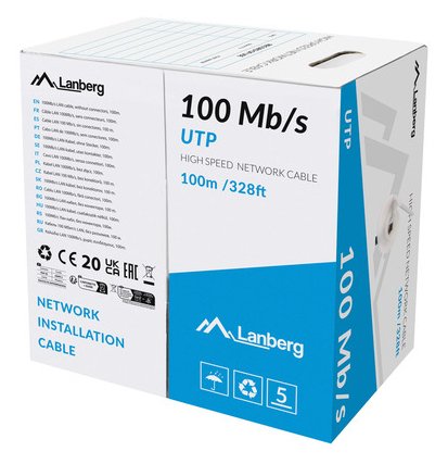 Cable LAN UTP 100MB/S Drut Cca 100M Grey