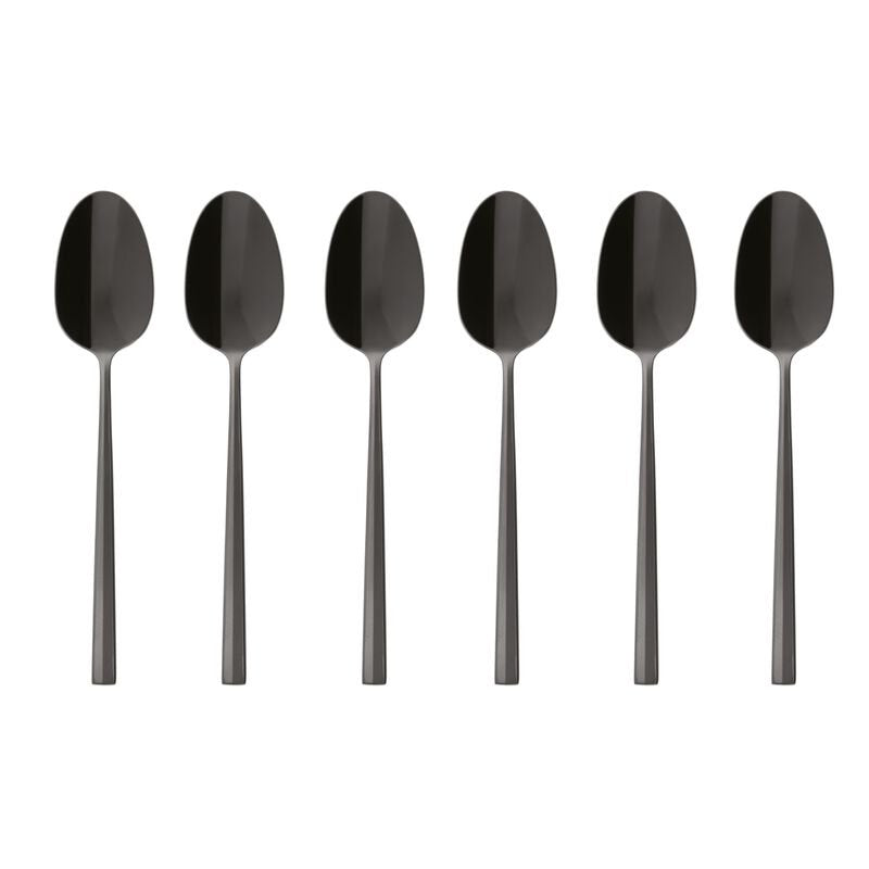 Sambonet Rock Pvd 6 Espresso Spoons Moka Nero Lucido