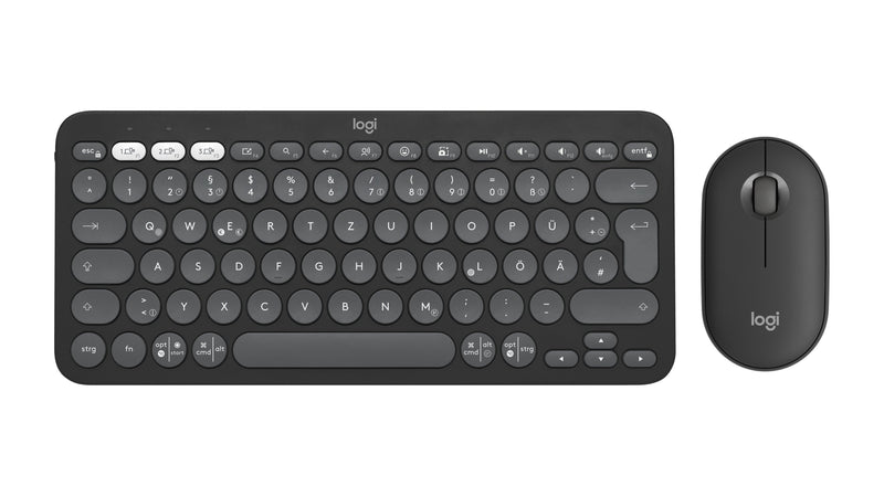Logitech Keyboard German + Mouse Pebble 2 Combo RF Wireless + Bluetooth Qwertz Graphite