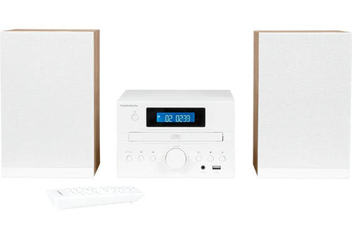 Thomson Micro Sound System Bt Radio Fm/Cd/MP3/USB Wood Finish White MIC121BT — image 1