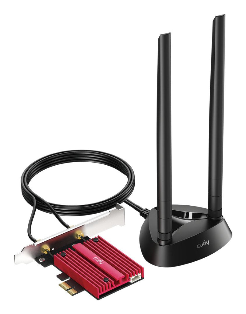 Cudy Adapter Network PCIE Tribanda Wi-Fi 7 BE9300 - Bluetooth 5.4 - Disipador Thermal - Base Antenna Magnetiza