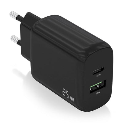 Aisens Charger 25W - 1x USB-C PD 3.0 - 1x USB-A QC3.0 - Black — image 1